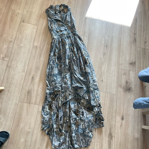 ASOS floral maxi dress Women’s 6 Floral Hi Low Zipper Front Flowy Beachy Gown - Picture 10 of 15